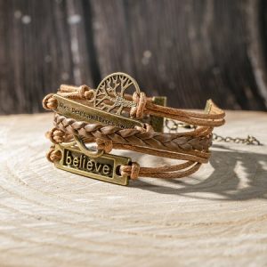 Bohemian Vintage Multilayer Leather Rope Bracelet, Necklace, color:As Picture|size:One-size, catalog Noracora shop