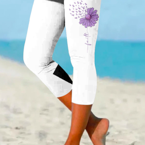 Women's Alzheimer Fighter Supporter Cropped Leggings, Pants, Lilicloth.com