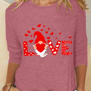 Valentine Love Gnomes Casual Long Sleeve Shirt, Long sleeves, Lilicloth.com