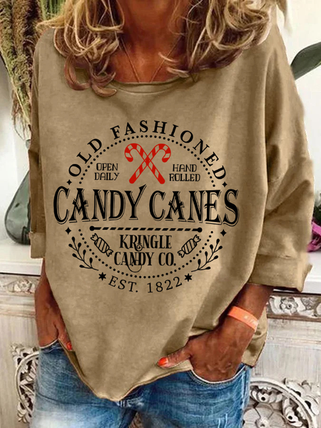 Christmas Candy Cane North Pole Casual Sweatshirt, Hoodies&Sweatshirts, Lilicloth.com