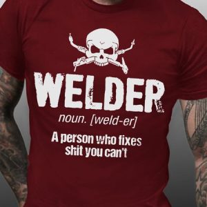 Men's Funny Welder Definition Fixes Shit Text Letters Casual Cotton T-Shirt, T-shirts, Lilicloth.com