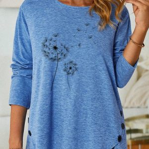 Lilicloth X Manikvskhan Simple Dandelion Women's Long Sleeve T-Shirt, Long sleeves, Lilicloth.com