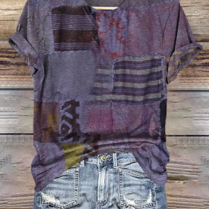 Casual Geometric T-Shirt, T-shirts, Lilicloth.com