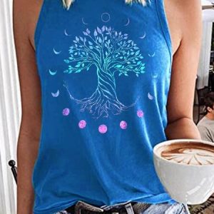Women's Casual Tree Moon Phases Tank Top, Tank Tops, Lilicloth.com