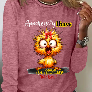 Apparently I Have And Attitude Casual Long Sleeve Shirt, Long sleeves, Lilicloth.com