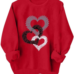 Heart/Cordate Casual Cotton-Blend Crew Neck Sweatshirt, Hoodies&Sweatshirts, Lilicloth.com
