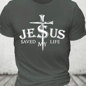 Jesus Saved My Life Cotton T-Shirt, T-shirts, Lilicloth.com