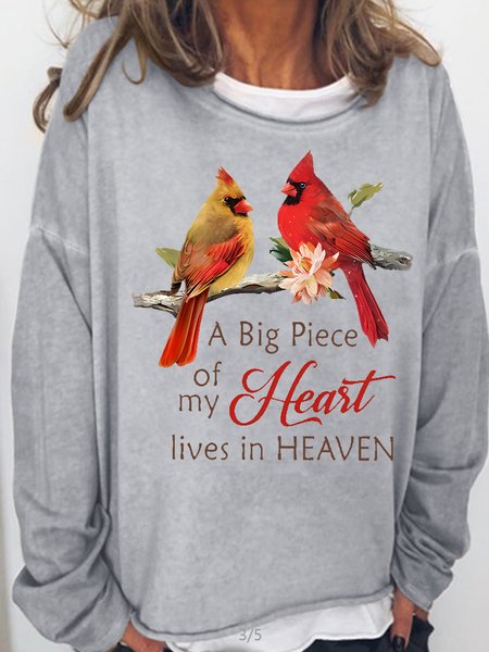 Womens A Big Piece Of My Heart Lives In Heaven Crew Neck Sweatshirt, Hoodies&Sweatshirts, Lilicloth.com