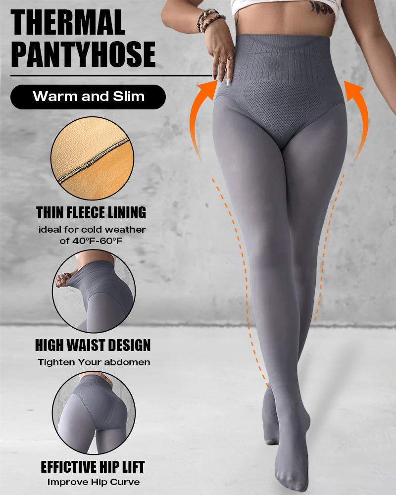 ChicMe ShapeLift Transparent Butt Lifting Tight Fleece Lined Tummy Control Thick High Waist Elasticity Thermal Pantyhose Warm Leggings, women Leggings, ChicMe catalog - Image 2