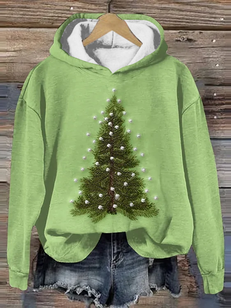 Christmas Tree Casual Loose Cotton Hoodie, Hoodies&Sweatshirts, Lilicloth.com