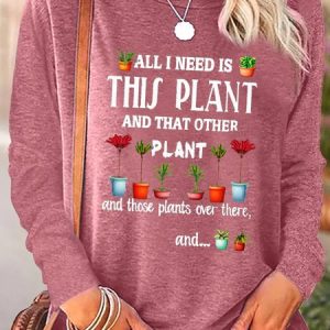 Women's Plant Lover Casual Crew Neck Sweatshirt, Long sleeves, Lilicloth.com