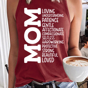 Women's Sublimation Mom Quote Mom Life Mother's Day Letters Casual Crew Neck Tank Top, Tank Tops, Lilicloth.com