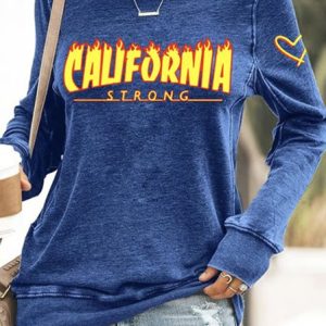 Women's Crew Neck Text Letters Vintage Spring/Fall Long Sleeve Sweatshirt, JustFashionNow Sweatshirts & Hoodies, color:Blue|size:5XL,