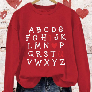 Women's Valentine's Day Loose Casual Sweatshirt, Hoodies&Sweatshirts, Lilicloth.com