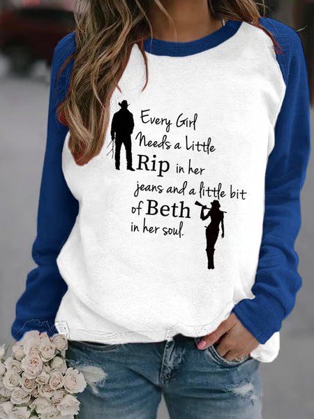 Women's Text Letters Crew Neck Casual Spring/Fall Long Sleeve Sweatshirt, JustFashionNow Sweatshirts & Hoodies, color:Blue|size:5XL,
