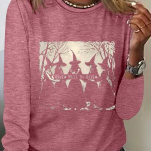 Comfort Colors Girls Will Be Girls Witch Casual Long Sleeve Shirt, Long sleeves, Lilicloth.com