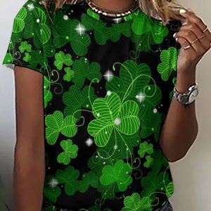 Women's St. Patrick's Day Casual Regular Fit Crew Neck T-Shirt, T-shirts, Lilicloth.com