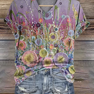 Regular Fit Cotton Floral Casual T-Shirt, T-shirts, Lilicloth.com