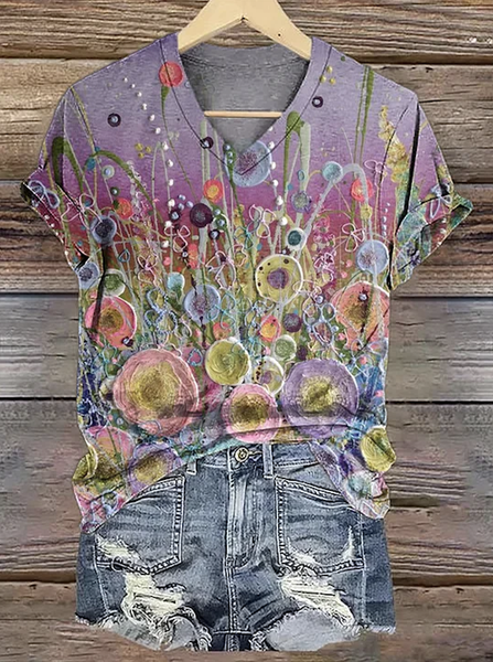 Regular Fit Cotton Floral Casual T-Shirt, T-shirts, Lilicloth.com
