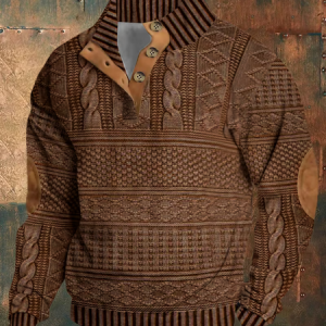 Men's Retro Western Stand Collar Sweatshirt, Hoodies&Sweatshirts, Lilicloth.com