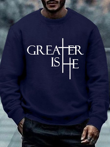 Greater Is He Cross Men's Sweatshirt, Hoodies&Sweatshirts, Lilicloth.com
