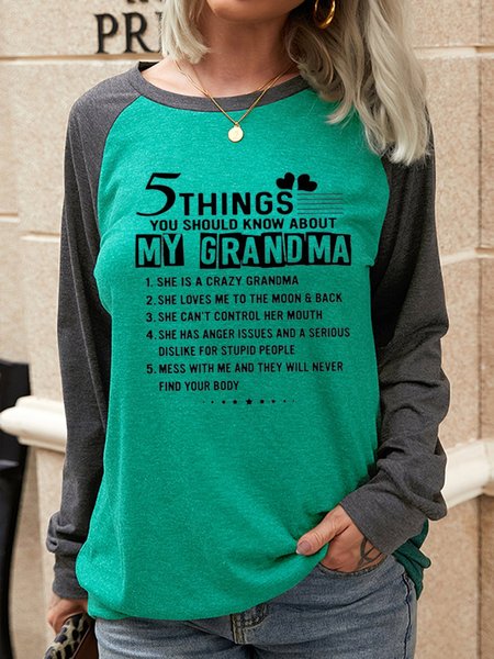 Five Things You Should Know About My Grandma Long Sleeve Tops, Hoodies&Sweatshirts, Lilicloth.com
