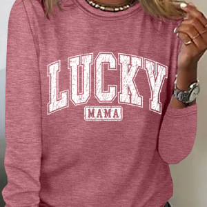 Lucky Mama Casual Long Sleeve Shirt, Long sleeves, Lilicloth.com