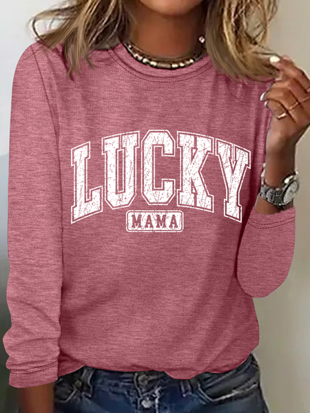 Lucky Mama Casual Long Sleeve Shirt, Long sleeves, Lilicloth.com