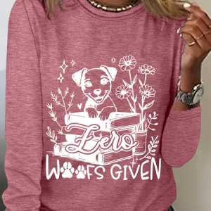 Zero Woofs Given, Funny Dog Mom Casual Long Sleeve Shirt, Long sleeves, Lilicloth.com