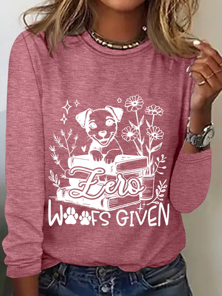 Zero Woofs Given, Funny Dog Mom Casual Long Sleeve Shirt, Long sleeves, Lilicloth.com