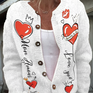 Wool/Knitting Painting Regular Fit Cardigan, Cardigans, Lilicloth.com