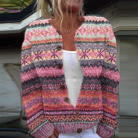 Vintage ethnic snowflake button sweater cardigan, Cardigans, Lilicloth.com