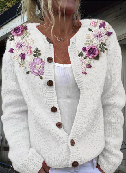 Crew Neck Simple Sweater, Cardigans, Lilicloth.com