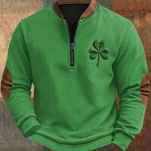 Men's St. Patrick's Day Print Zip-Up Sweatshirt, Hoodies&Sweatshirts, Lilicloth.com