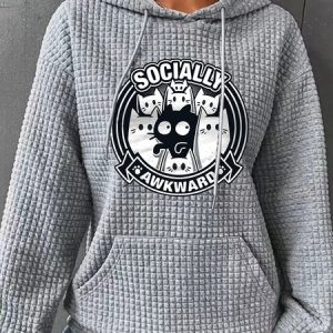 Socially Awkward Simple Loose Hoodie, Hoodies&Sweatshirts, Lilicloth.com