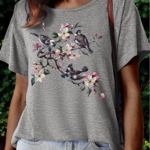 Women's Blue Bird Nature animal Mother's Day Casual Crew Neck Text Letters T-Shirt, T-shirts, Lilicloth.com