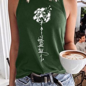 Dandelion Just Breathe Women's Sleeveless T-Shirt, Tank Tops, Lilicloth.com