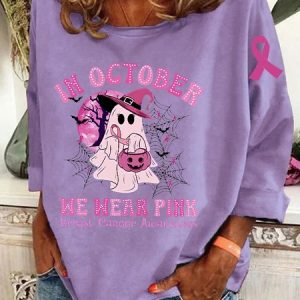 In October We Wear Pink Breast Cancer Awareness Casual Sweatshirt, Hoodies&Sweatshirts, Lilicloth.com