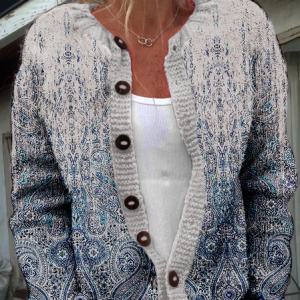 Ethnic Geometry Knitted Casual Cardigan, Cardigans, Lilicloth.com