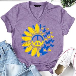 Sunflower Ukraine Ukrainian Flag  Women's Short Sleeve T-Shirt, T-shirts, Lilicloth.com