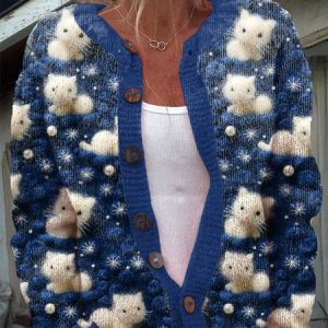 Maple Leaf Casual Sweater, Cardigans, Lilicloth.com