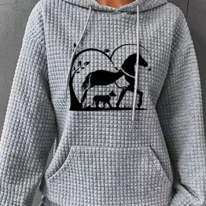 Horse, Dog And Cat Horse Silhouette Simple Loose Hoodie, Hoodies&Sweatshirts, Lilicloth.com