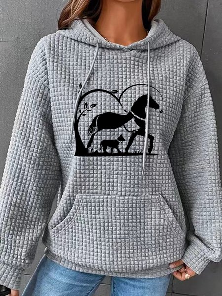 Horse, Dog And Cat Horse Silhouette Simple Loose Hoodie, Hoodies&Sweatshirts, Lilicloth.com