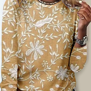 Vintage 3D Printing Crew Neck Long Sleeve T-shirt, T-shirts, color:Camel|size:XXL, catalog Noracora shop