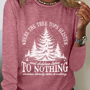 Tree Tops Glisten & Children Listen To Nothing Casual Long Sleeve Shirt, Long sleeves, Lilicloth.com