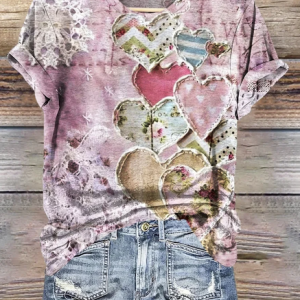 Vintage Regular Fit Crew Neck Geometric T-Shirt, T-shirts, Lilicloth.com