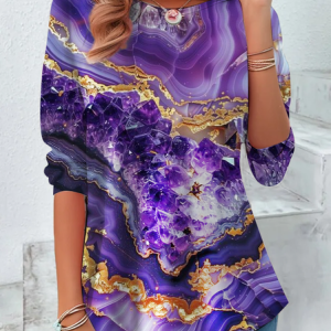 Alzheimer's Purple Abstract Art Pattern Long sleeve Shirt, Long sleeves, Lilicloth.com
