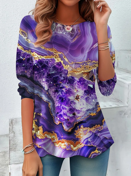 Alzheimer's Purple Abstract Art Pattern Long sleeve Shirt, Long sleeves, Lilicloth.com