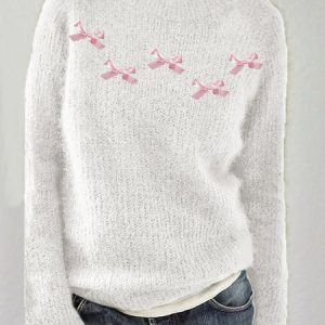 Pink ribbon bow knit sweater, Cardigans, Lilicloth.com
