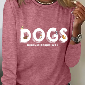 Dogs Because People Casual Long Sleeve Shirt, Long sleeves, Lilicloth.com